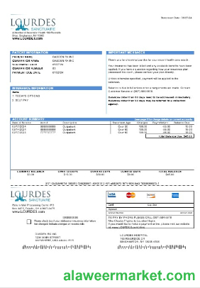 USA Lourdes business utility bill template in Word and PDF formats